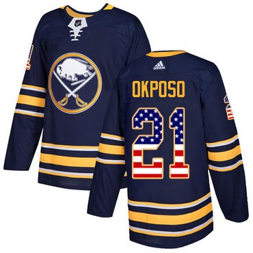 Adidas Sabres #21 Kyle Okposo Navy Blue Home Authentic USA Flag Youth Stitched NHL Jersey inbean