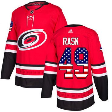 Adidas Hurricanes #49 Victor Rask Red Home Authentic USA Flag Stitched Youth NHL Jersey inbean