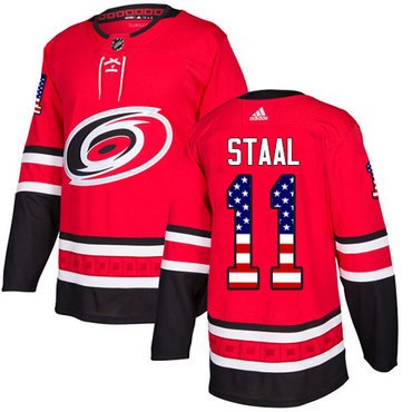 Adidas Hurricanes #11 Jordans Staal Red Home Authentic USA Flag Stitched Youth NHL Jersey inbean