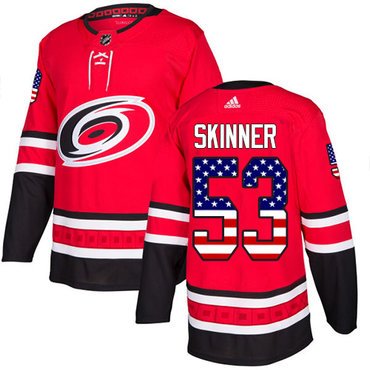 Adidas Hurricanes #53 Jeff Skinner Red Home Authentic USA Flag Stitched Youth NHL Jersey inbean