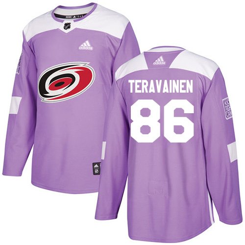 Adidas Hurricanes #86 Teuvo Teravainen Purple Authentic Fights Cancer Stitched Youth NHL Jersey inbean