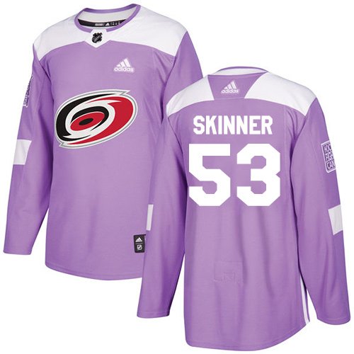 Adidas Hurricanes #53 Jeff Skinner Purple Authentic Fights Cancer Stitched Youth NHL Jersey inbean