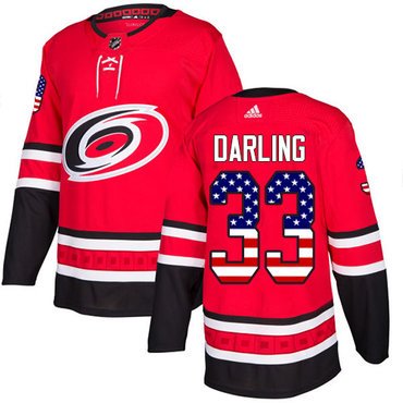 Adidas Hurricanes #33 Scott Darling Red Home Authentic USA Flag Stitched Youth NHL Jersey inbean