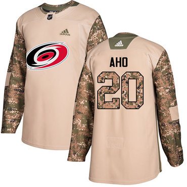 Adidas Hurricanes #20 Sebastian Aho Camo Authentic 2017 Veterans Day Stitched Youth NHL Jersey inbean