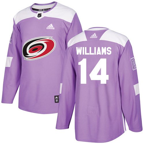 Adidas Hurricanes #14 Justin Williams Purple Authentic Fights Cancer Stitched Youth NHL Jersey inbean