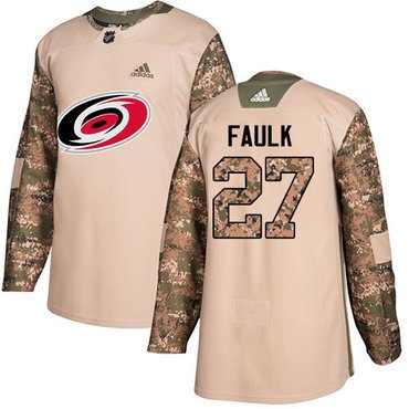 Adidas Hurricanes #27 Justin Faulk Camo Authentic 2017 Veterans Day Stitched Youth NHL Jersey inbean