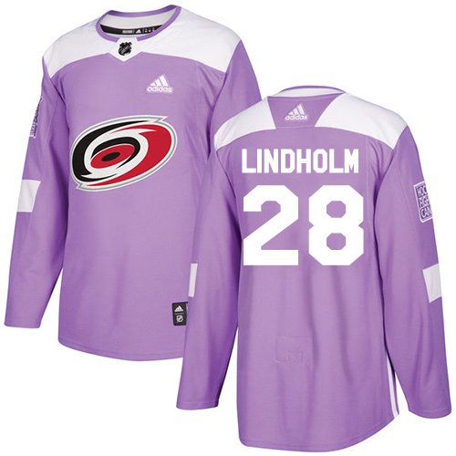 Adidas Hurricanes #28 Elias Lindholm Purple Authentic Fights Cancer Stitched Youth NHL Jersey inbean