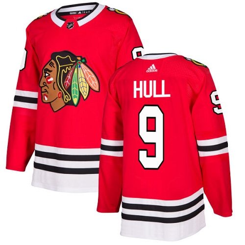 Adidas Blackhawks #9 Bobby Hull Red Home Authentic Stitched Youth NHL Jersey inbean