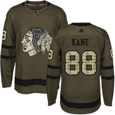 Adidas Blackhawks #88 Patrick Kane Green Salute to Service Stitched Youth NHL Jersey inbean