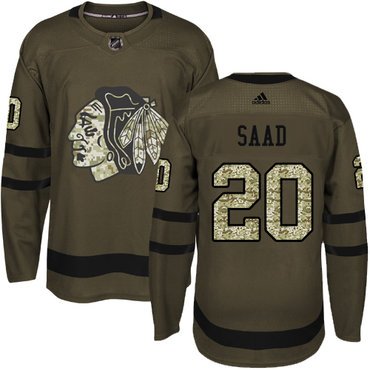 Adidas Blackhawks #20 Brandon Saad Green Salute to Service Stitched Youth NHL Jersey inbean