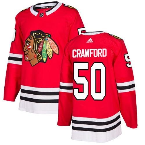 Adidas Blackhawks #50 Corey Crawford Red Home Authentic Stitched Youth NHL Jersey inbean