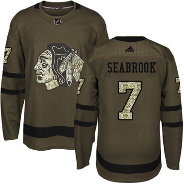 Adidas Blackhawks #7 Brent Seabrook Green Salute to Service Stitched Youth NHL Jersey inbean