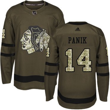 Adidas Blackhawks #14 Richard Panik Green Salute to Service Stitched Youth NHL Jersey inbean