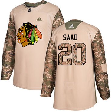 Adidas Blackhawks #20 Brandon Saad Camo Authentic 2017 Veterans Day Stitched Youth NHL Jersey inbean