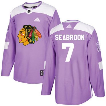 Adidas Blackhawks #7 Brent Seabrook Purple Authentic Fights Cancer Stitched Youth NHL Jersey inbean