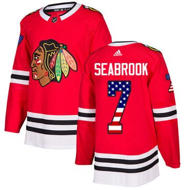 Adidas Blackhawks #7 Brent Seabrook Red Home Authentic USA Flag Stitched Youth NHL Jersey inbean