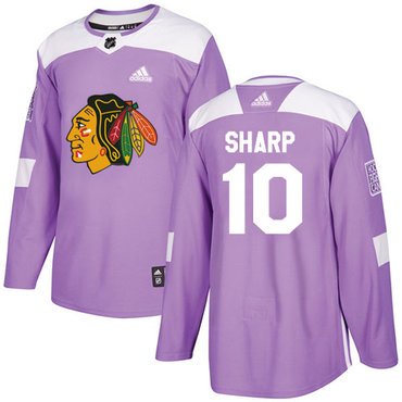 Adidas Blackhawks #10 Patrick Sharp Purple Authentic Fights Cancer Stitched Youth NHL Jersey inbean