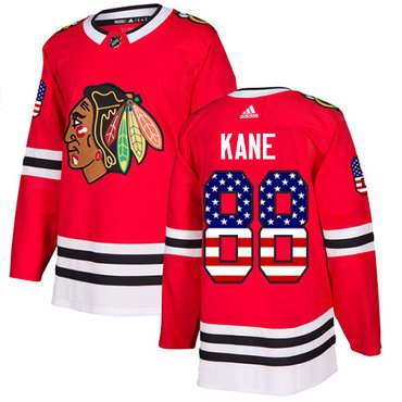 Adidas Blackhawks #88 Patrick Kane Red Home Authentic USA Flag Stitched Youth NHL Jersey inbean