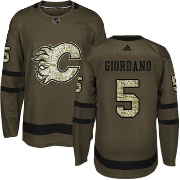 Adidas Flames #5 Mark Giordano Green Salute to Service Stitched Youth NHL Jersey inbean