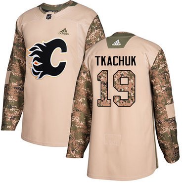 Adidas Flames #19 Matthew Tkachuk Camo Authentic 2017 Veterans Day Stitched Youth NHL Jersey inbean