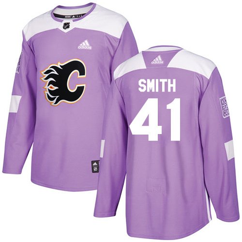 Adidas Flames #41 Mike Smith Purple Authentic Fights Cancer Stitched Youth NHL Jersey inbean