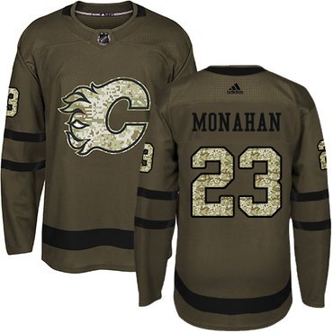 Adidas Flames #23 Sean Monahan Green Salute to Service Stitched Youth NHL Jersey inbean