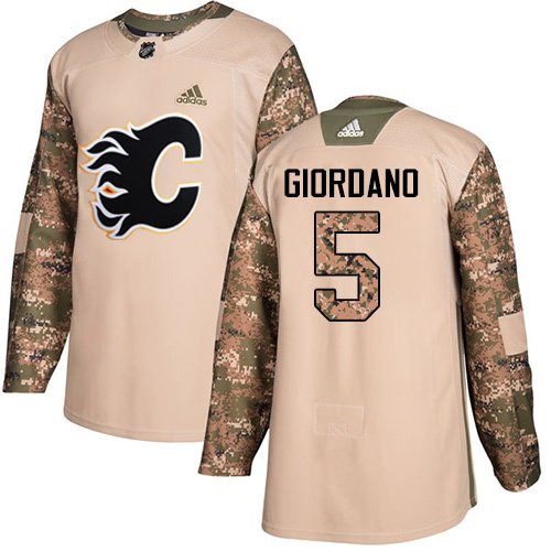 Adidas Flames #5 Mark Giordano Camo Authentic 2017 Veterans Day Stitched Youth NHL Jersey inbean