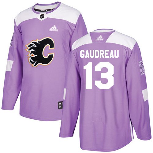 Adidas Flames #13 Johnny Gaudreau Purple Authentic Fights Cancer Stitched Youth NHL Jersey inbean