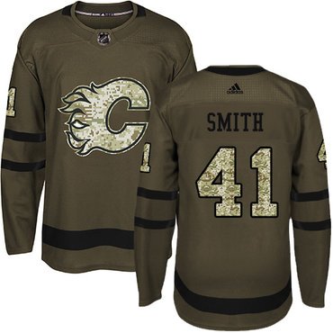 Adidas Flames #41 Mike Smith Green Salute to Service Stitched Youth NHL Jersey inbean