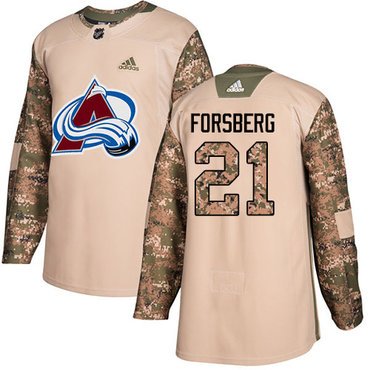 Adidas Avalanche #21 Peter Forsberg Camo Authentic 2017 Veterans Day Stitched Youth NHL Jersey inbean