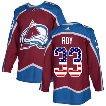 Adidas Avalanche #33 Patrick Roy Burgundy Home Authentic USA Flag Stitched Youth NHL Jersey inbean