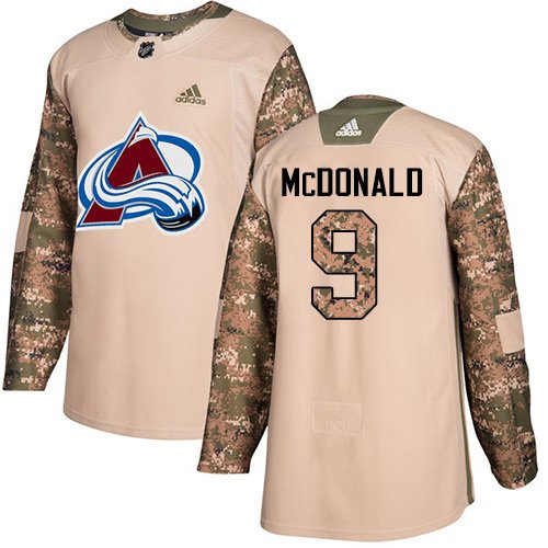 Adidas Avalanche #9 Lanny McDonald Camo Authentic 2017 Veterans Day Stitched Youth NHL Jersey inbean