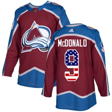 Adidas Avalanche #9 Lanny McDonald Burgundy Home Authentic USA Flag Stitched Youth NHL Jersey inbean