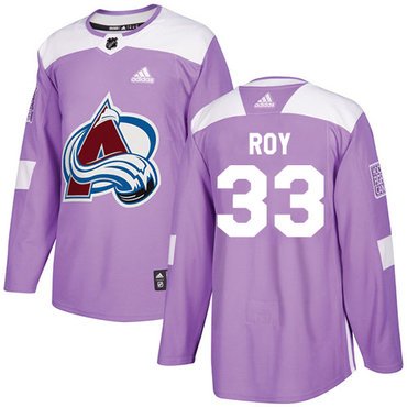 Adidas Avalanche #33 Patrick Roy Purple Authentic Fights Cancer Stitched Youth NHL Jersey inbean