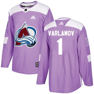 Adidas Avalanche #1 Semyon Varlamov Purple Authentic Fights Cancer Stitched Youth NHL Jersey inbean