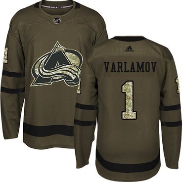 Adidas Avalanche #1 Semyon Varlamov Green Salute to Service Stitched Youth NHL Jersey inbean