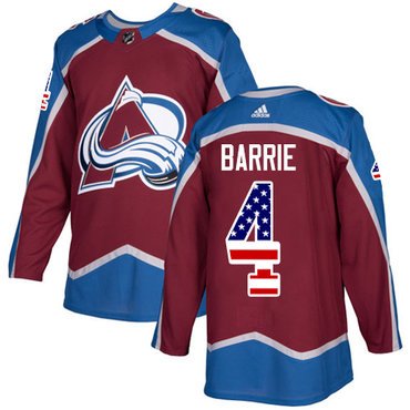 Adidas Avalanche #4 Tyson Barrie Burgundy Home Authentic USA Flag Stitched Youth NHL Jersey inbean