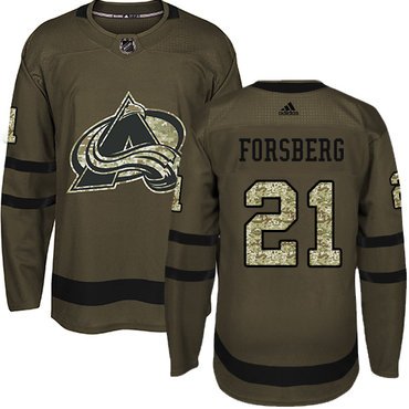 Adidas Avalanche #21 Peter Forsberg Green Salute to Service Stitched Youth NHL Jersey inbean