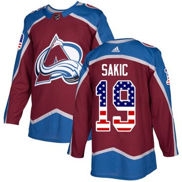 Adidas Avalanche #19 Joe Sakic Burgundy Home Authentic USA Flag Stitched Youth NHL Jersey inbean