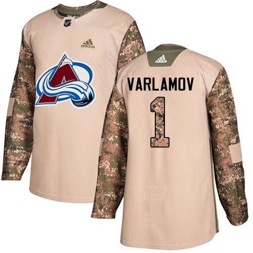 Adidas Avalanche #1 Semyon Varlamov Camo Authentic 2017 Veterans Day Stitched Youth NHL Jersey inbean