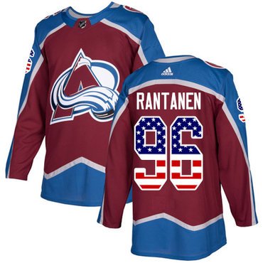 Adidas Avalanche #96 Mikko Rantanen Burgundy Home Authentic USA Flag Stitched Youth NHL Jersey inbean