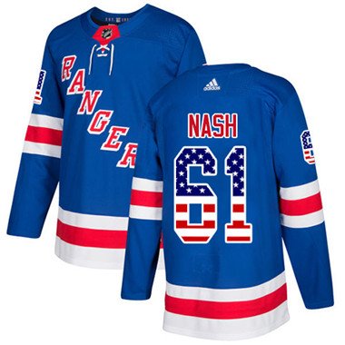 Adidas Detroit Rangers #61 Rick Nash Royal Blue Home Authentic USA Flag Stitched Youth NHL Jersey inbean