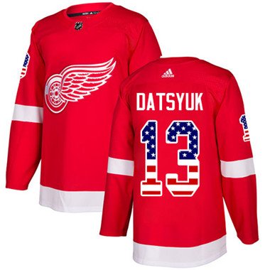 Adidas Detroit Red Wings #13 Pavel Datsyuk Red Home Authentic USA Flag Stitched Youth NHL Jersey inbean