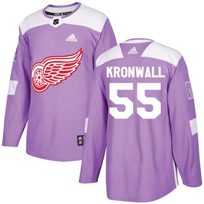 Adidas Detroit Red Wings #55 Niklas Kronwall Purple Authentic Fights Cancer Stitched Youth NHL Jersey inbean