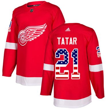 Adidas Detroit Red Wings #21 Tomas Tatar Red Home Authentic USA Flag Stitched Youth NHL Jersey inbean