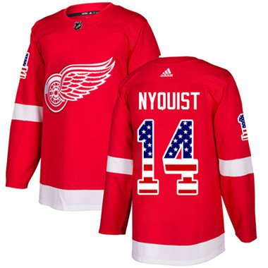 Adidas Detroit Red Wings #14 Gustav Nyquist Red Home Authentic USA Flag Stitched Youth NHL Jersey inbean