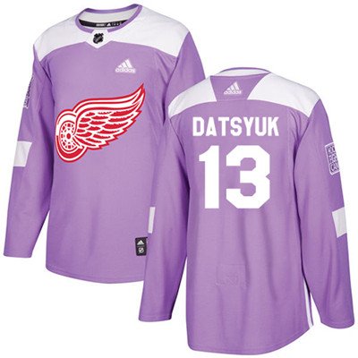 Adidas Detroit Red Wings #13 Pavel Datsyuk Purple Authentic Fights Cancer Stitched Youth NHL Jersey inbean