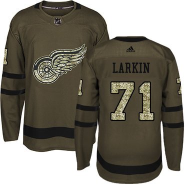 Adidas Detroit Red Wings #71 Dylan Larkin Green Salute to Service Stitched Youth NHL Jersey inbean