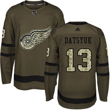 Adidas Detroit Red Wings #13 Pavel Datsyuk Green Salute to Service Stitched Youth NHL Jersey inbean