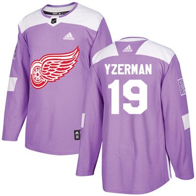 Adidas Detroit Red Wings #19 Steve Yzerman Purple Authentic Fights Cancer Stitched Youth NHL Jersey inbean